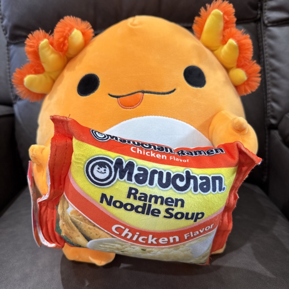 NWT ZURU Snackles 14" ALBIE Axolotl Maruchan Ramen Noodle Soup Chicken Flavor
